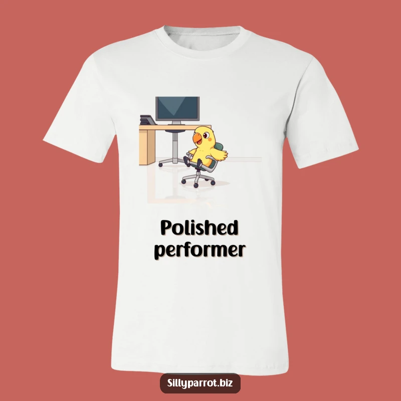 Funny Parrot Office Racer T-Shirt - Hilarious Work Escape Gift for the Playful