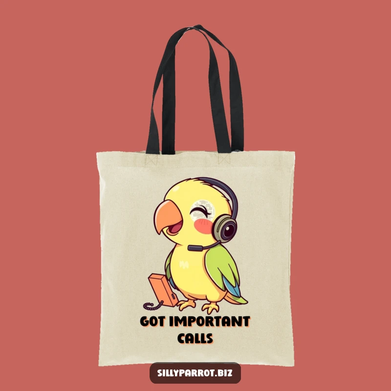 Funny Parrot Tote Bag: Talking Headset Style, Ideal Funny Gift