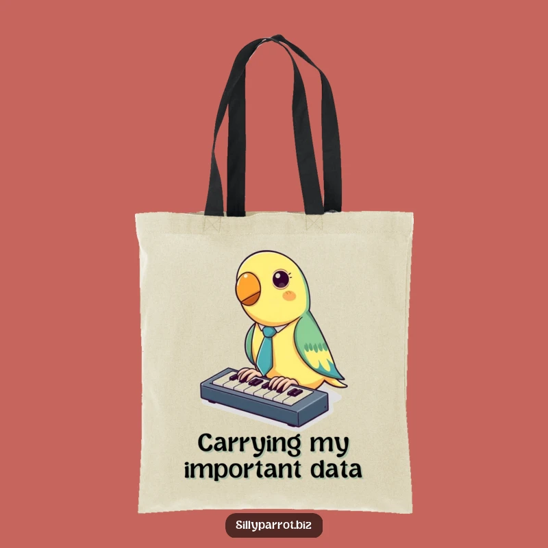 Funny Parrot Tote Bag: Tapping Keyboardist Style, Ideal Funny Gift