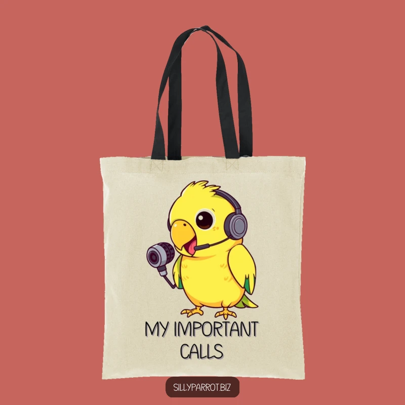 Funny Parrot Squawk Tote Bag: Silly Headset Bird for Your Chatter