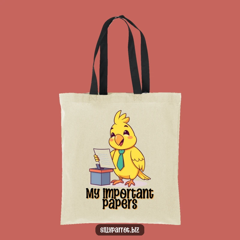 Funny Parrot Presenter Tote Bag: Enthusiastic Bird for Office Essentials